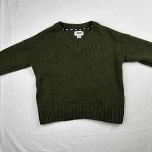 PINK Victoria's Secret Green Oversized Knit V Neck Sweater Size XS